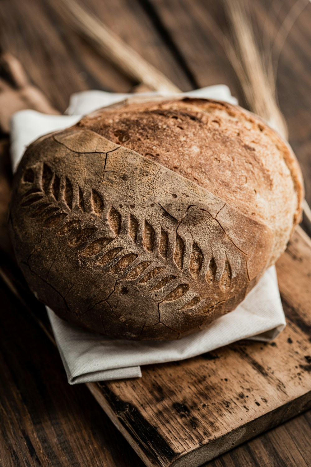 An artisan sourdough loaf with a rustic crust